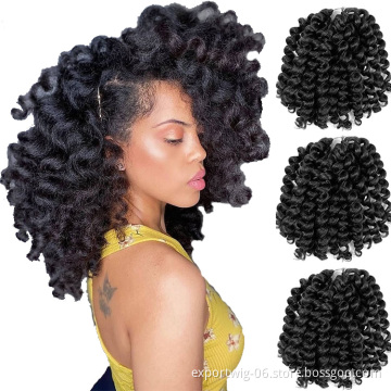Wand Curl Crochet Hair Extensions Curly Braiding Hair Afro Curls Synthetic Fiber Solid And Ombre Color 8inch Black Brown Blonde